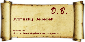 Dvorszky Benedek névjegykártya